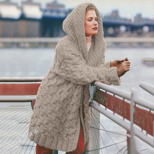 Chunky knit coat for women with hood and oversized design Amarael