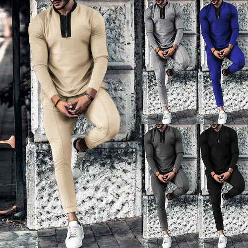 Men's Two-Piece Tracksuit with High Collar and Zipper Amarae