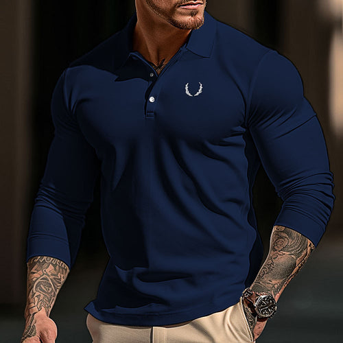 Long sleeve polo shirt for men, sporty, made of breathable material with an elegant collar Amarae
