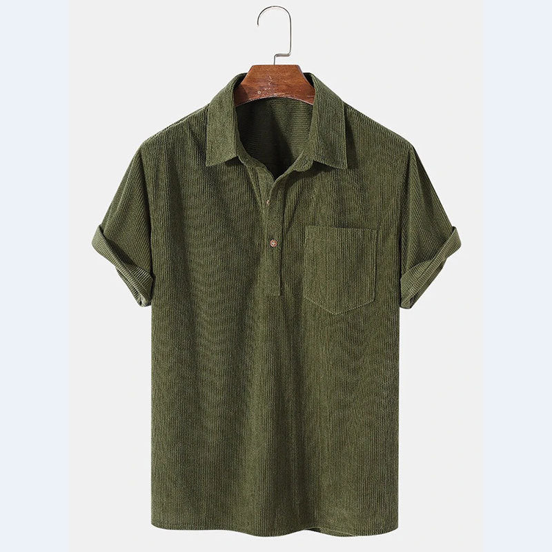 Men's short-sleeve striped fabric polo with button placket and chest pocket Chic und Stil