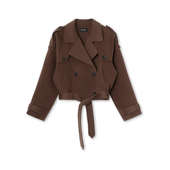 Short trench coat for women with adjustable belt and double-breasted design Lune London