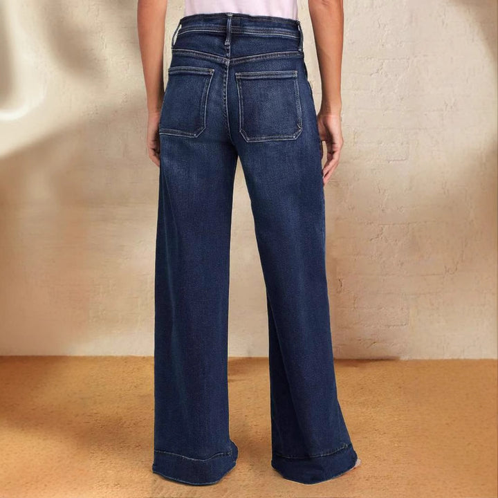 Wide leg jeans for women with adjustable waist and trendy detail Chic & Stil