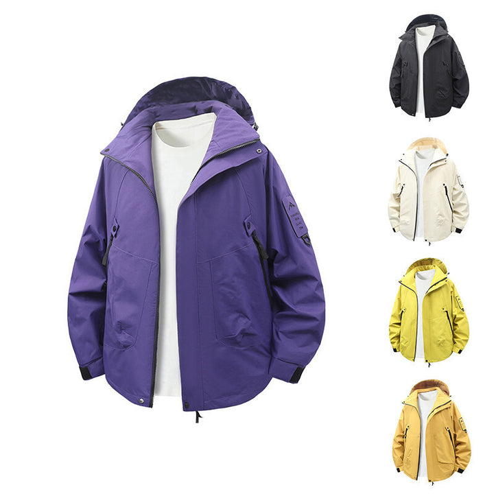 Functional and water-repellent outdoor jacket for men with adjustable hood collar Lune London