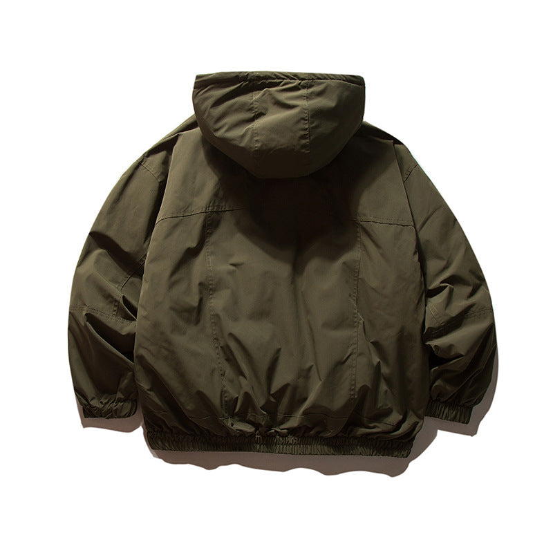Men's lightweight wind and water-repellent hoodie jacket in boxy oversized cut with elastic cuffs Amarae