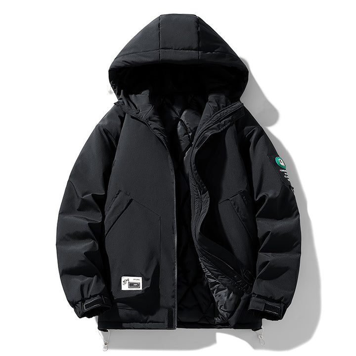 Men's Oversize Utility Hoodie Jacket with Adjustable Hem, Concealed Zipper, and Multifunctional Pockets Amarae