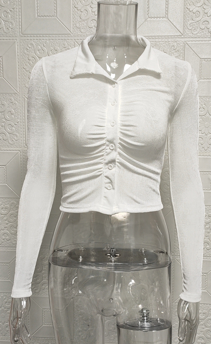 Fitted long sleeve blouse for women with structure and button details Lune London