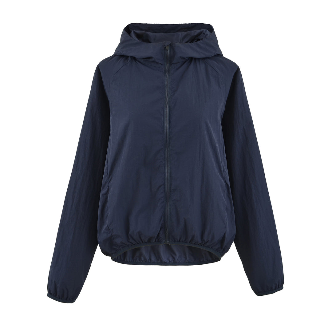 Women's Ultralight Hooded Windbreaker with Extended Back Hem and Elastic Hem Amarae