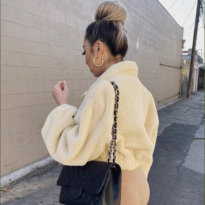 Ladies comfortable fleece jacket with oversized cut Amarae
