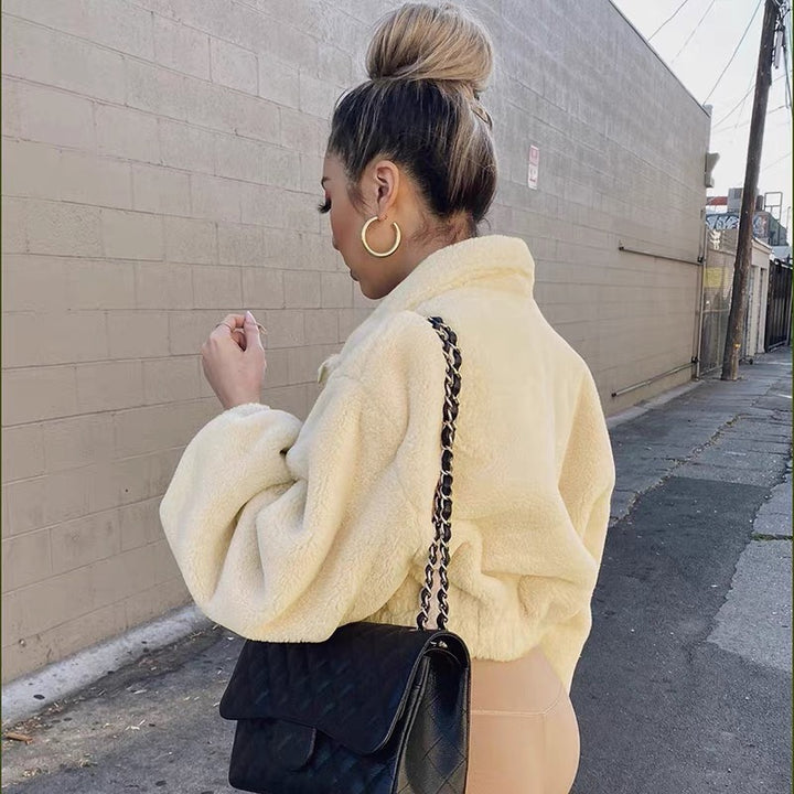 Ladies comfortable fleece jacket with oversized cut Amarae