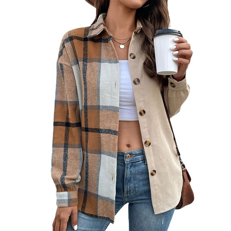 Plaid shirt jacket for women in high-quality cotton blend with button closure Lune London