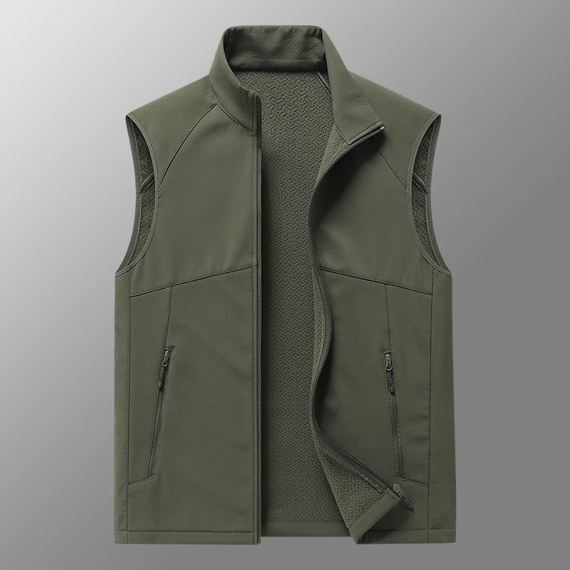 Men's softshell vest with stand-up collar, windproof performance softshell and structured inner side Amarae