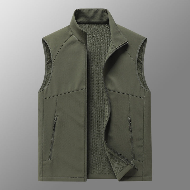 Men's softshell vest with stand-up collar, windproof performance softshell and structured inner side Amarae