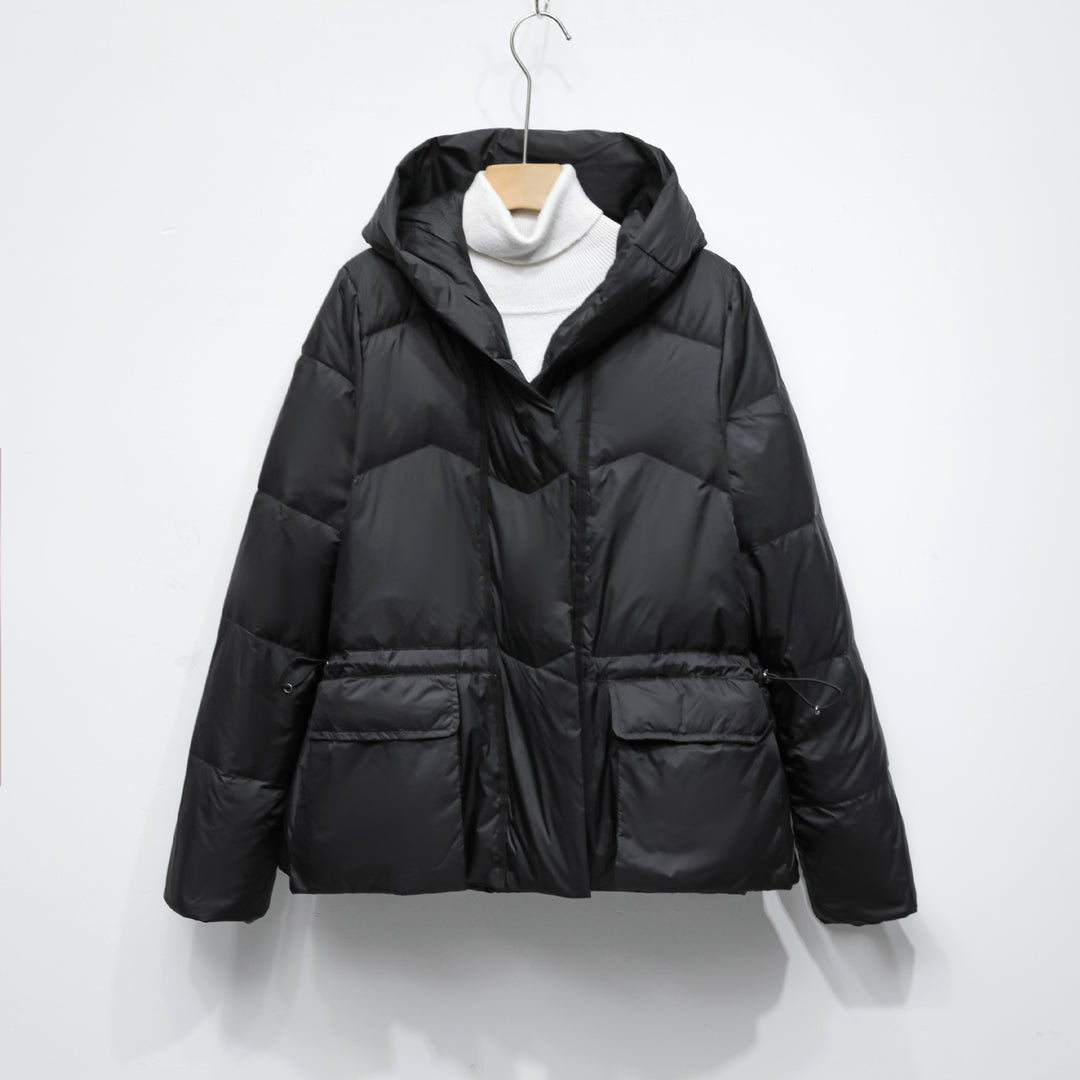 Quilted winter jacket for women with trendy pockets and hood Amarae
