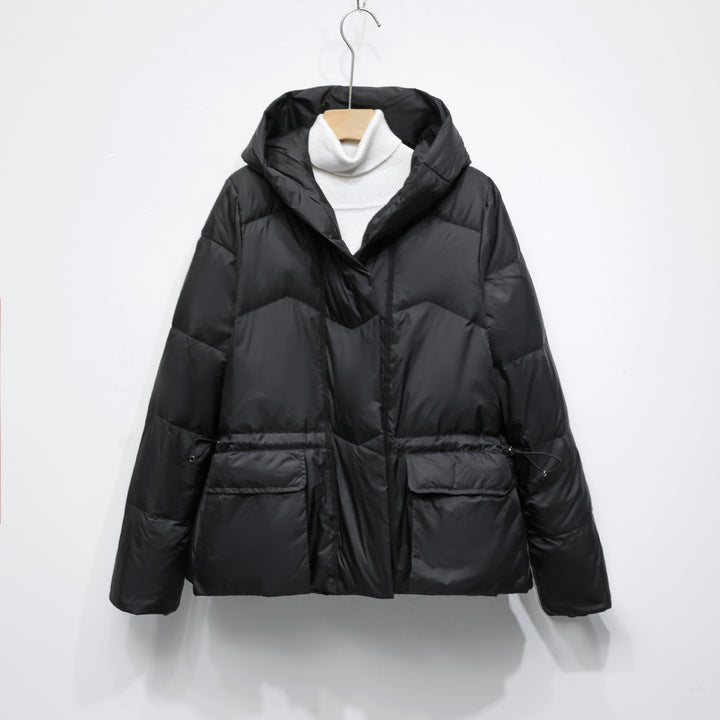 Quilted winter jacket for women with trendy pockets and hood Amarae
