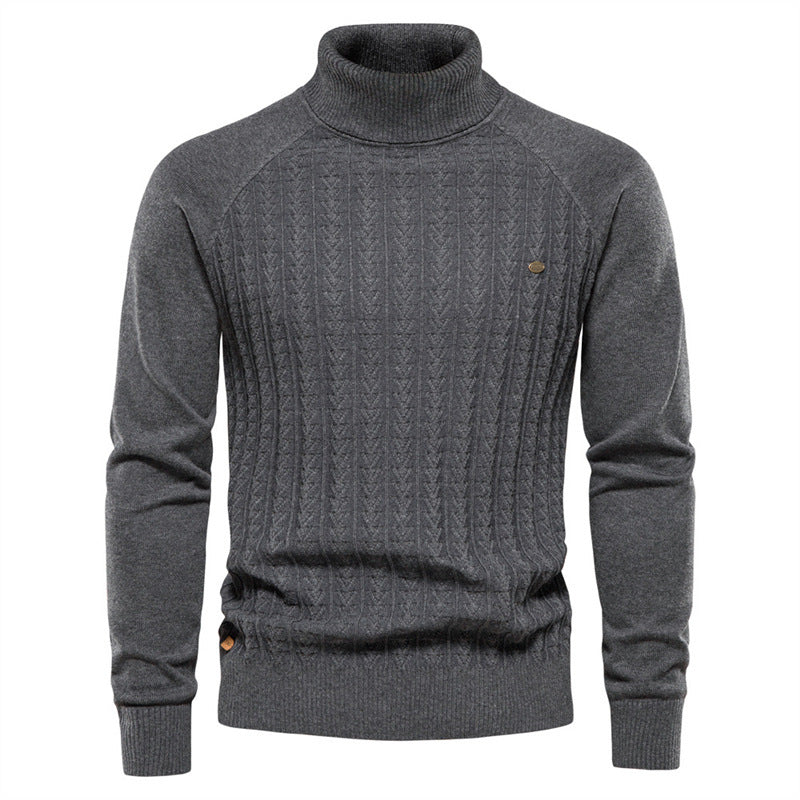 Knit sweater for men with trendy high collar and textured design Lune London
