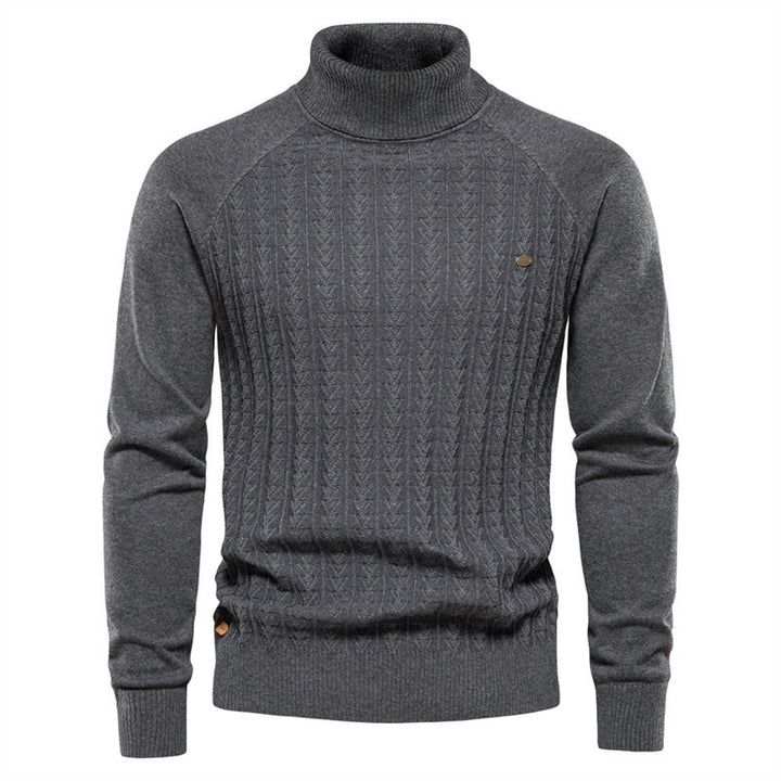 Knit sweater for men with trendy high collar and textured design Lune London