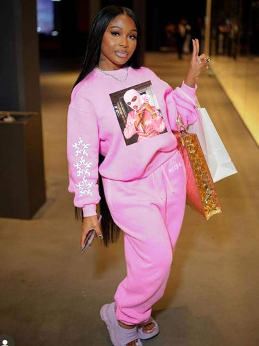 Women's hoodie and jogging set with creative graphic print and bold style Amarae