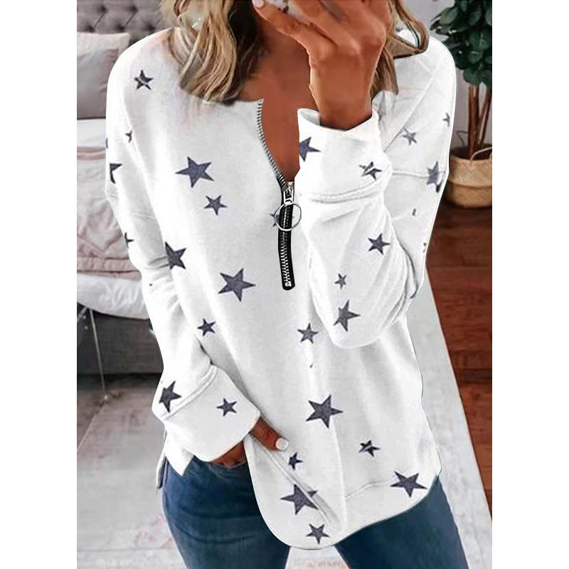 Women's hoodie with zip and star pattern Lune London