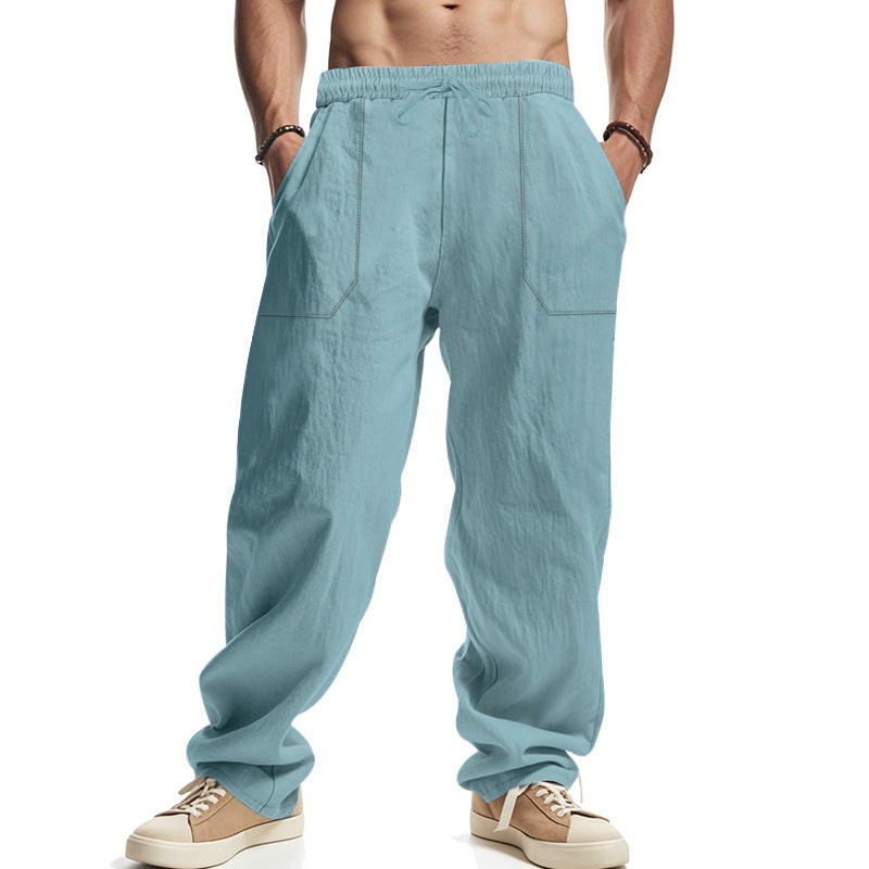 Casual linen trousers for men with elastic waistband and side pockets Lune London