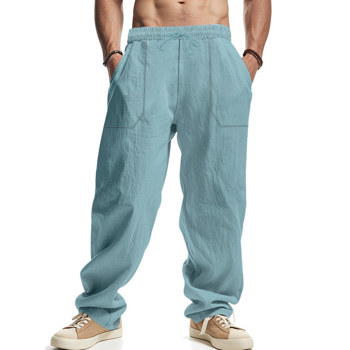 Casual linen trousers for men with elastic waistband and side pockets Lune London