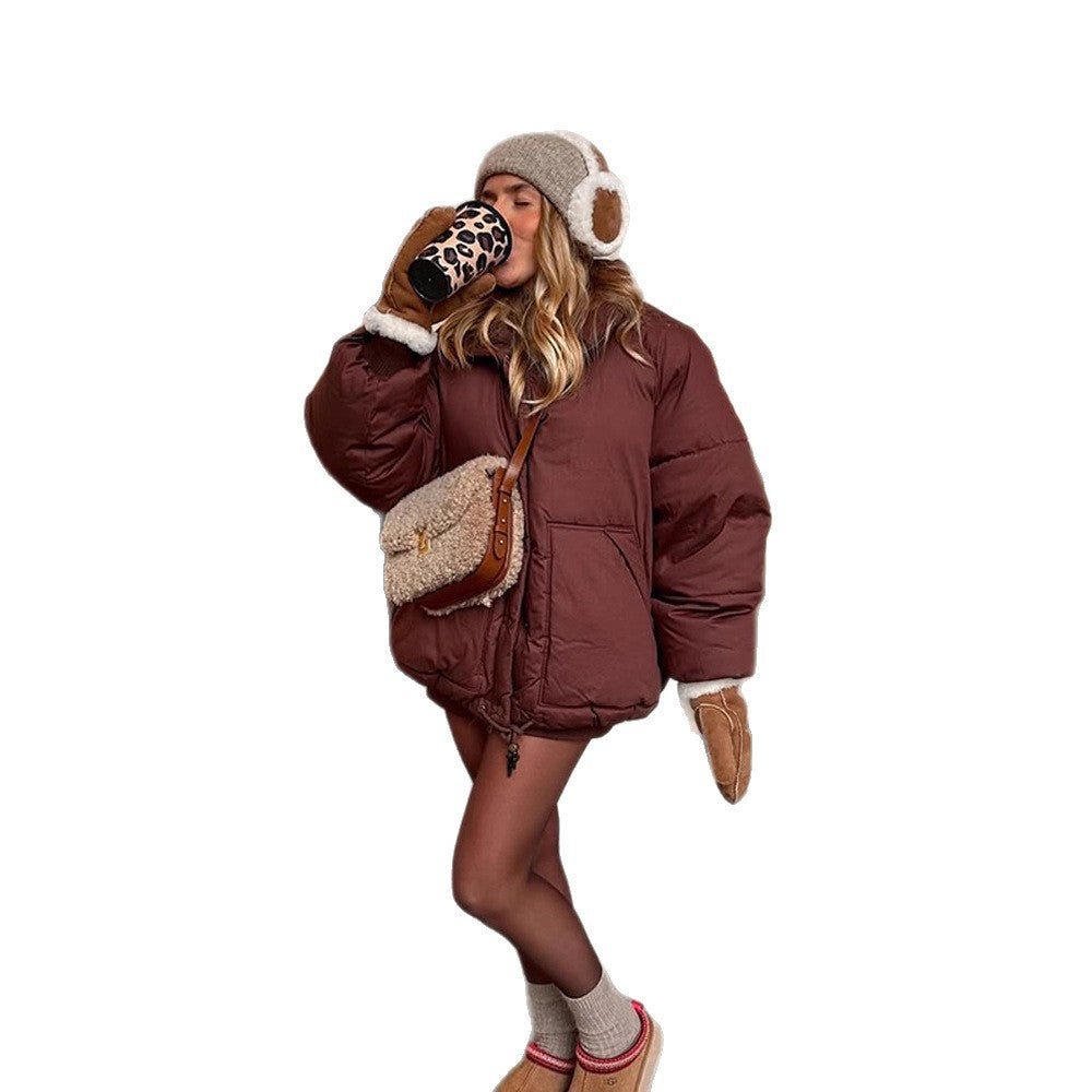 Women's short padded oversized quilted jacket with drawstring and windproof lining Amarae