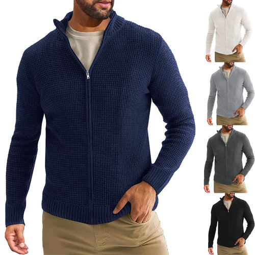 Men's knitted jacket with high collar and convenient zipper Amarae