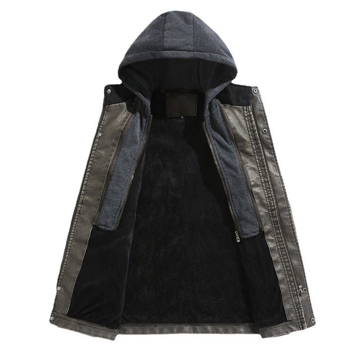 Men's faux leather jacket with hidden hood Lune London