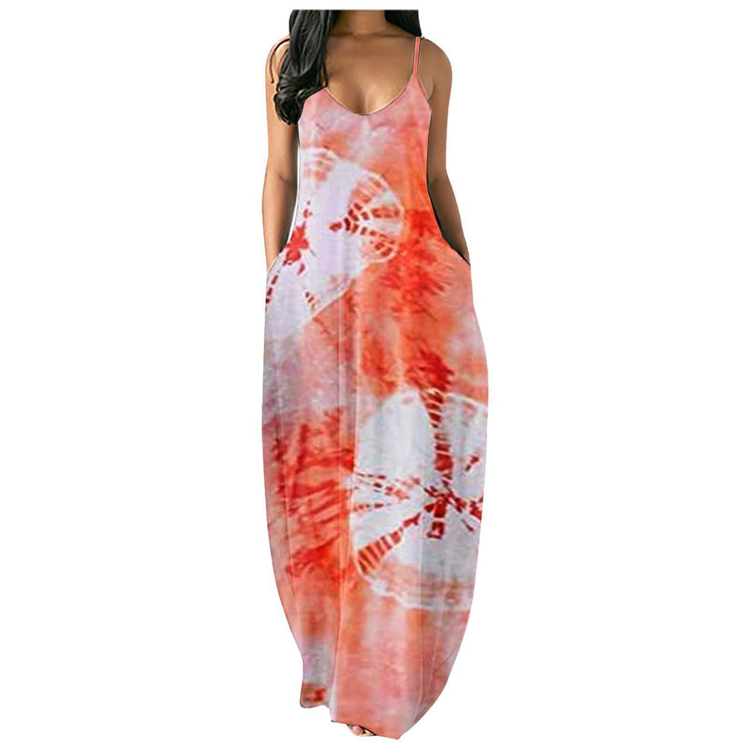 Lune London Women's Bohemian Tie-Dye Maxi Dress with Pockets