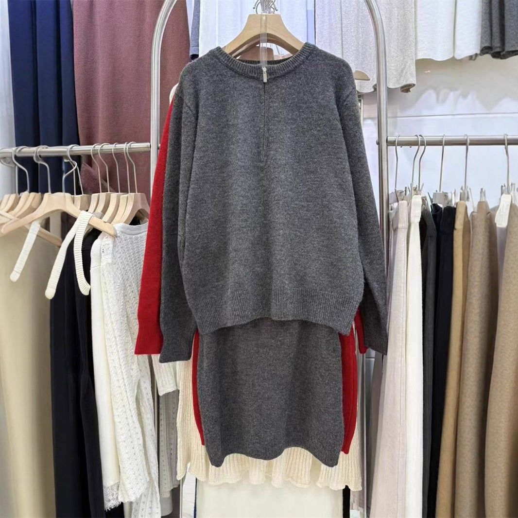 Robe pull tricotée à col montant et fermeture éclair pour femmes Chic & Stil