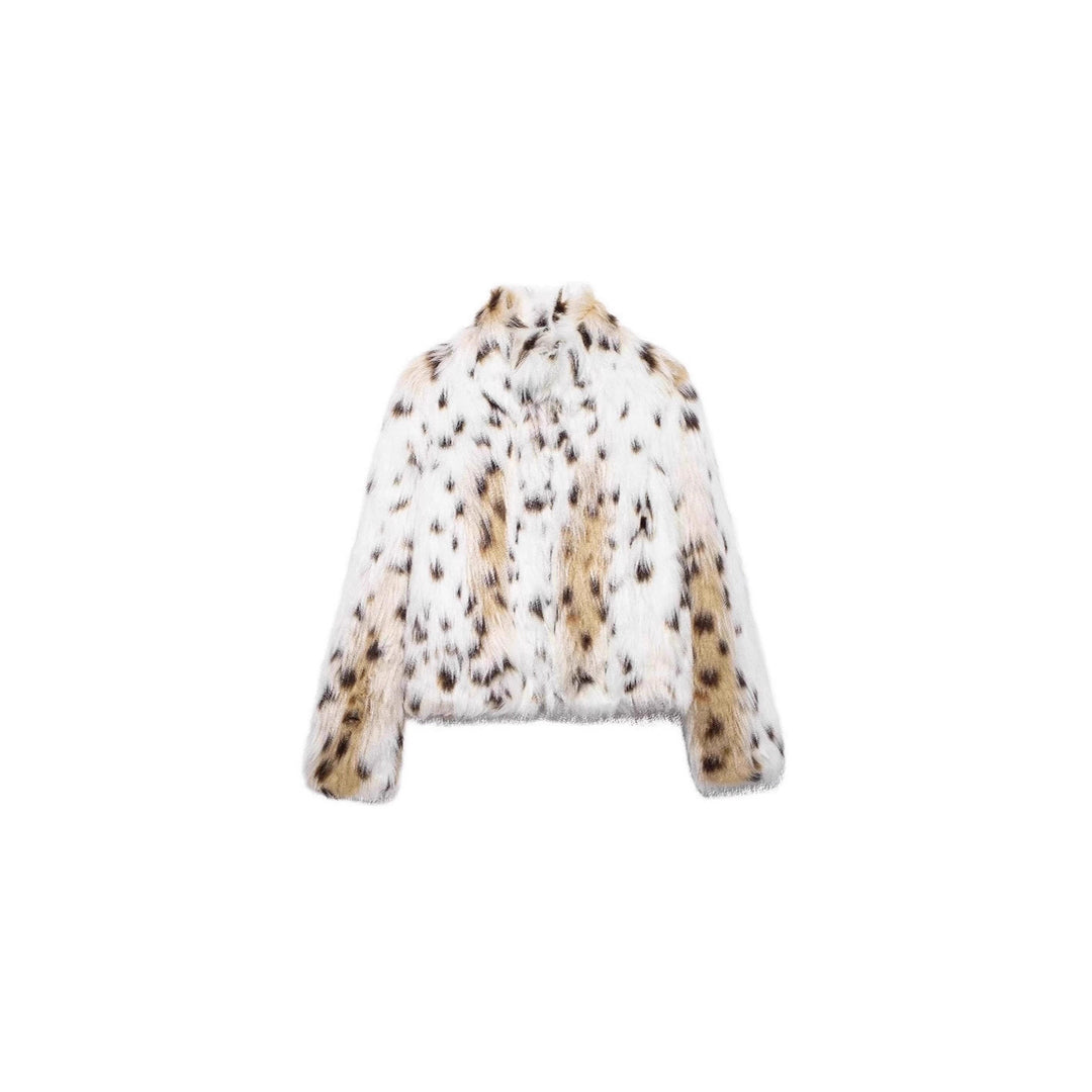 Ladies Leopard Print Plush Faux Fur Jacket Lune London