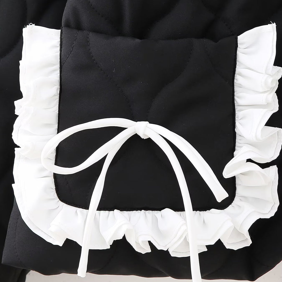 Women's short quilted jacket with high stand-up collar and ruffle pockets Amarae