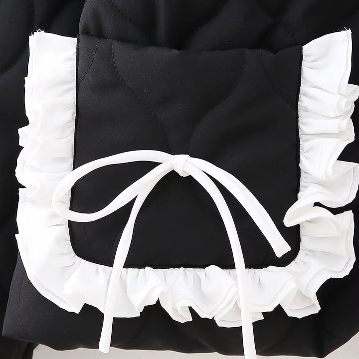 Women's short quilted jacket with high stand-up collar and ruffle pockets Amarae