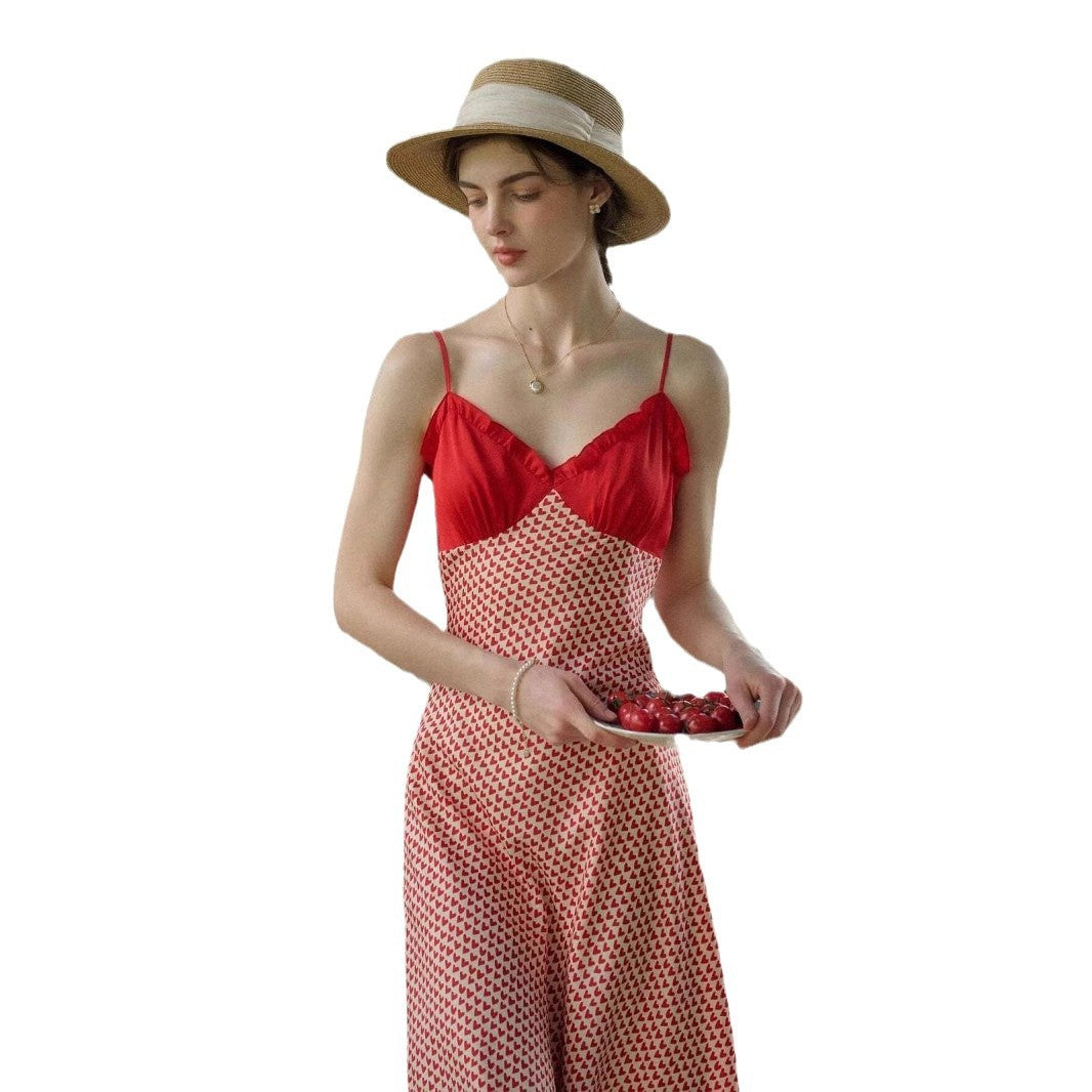 Heart printed slip dress for women Lune London