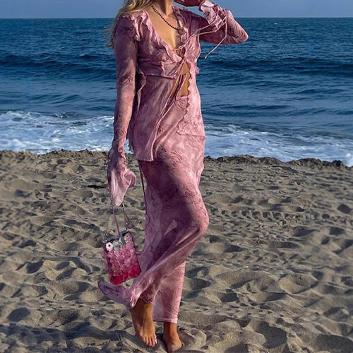 Elegant maxi dresses with cutouts for women featuring fluid fabric and refined ruffle details Amarae
