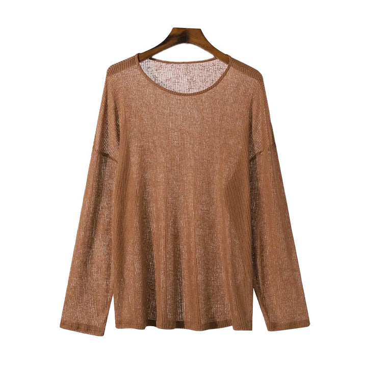 Long sleeve t-shirt for women with textured rib pattern and relaxed fit Lune London
