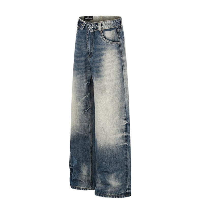 Women wide high-cut jeans pants in palazzo cut with used wash Amarae