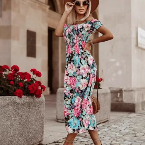 Chic Floral Off-Shoulder Maxi Dress for Women