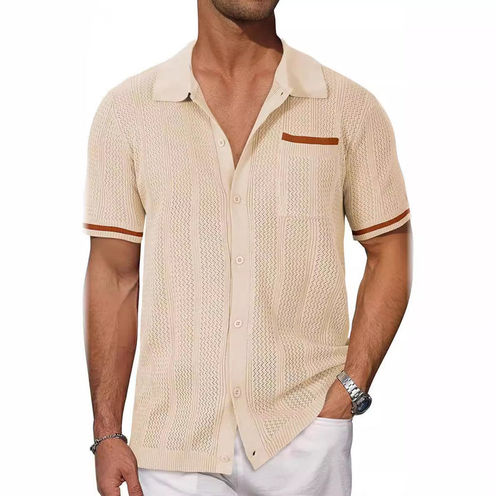 Short sleeve breathable shirt for men with a decorative perforation pattern Lune London
