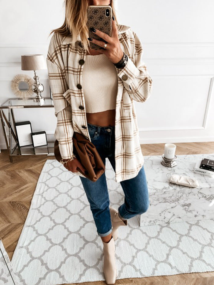 Ladies Chic Plaid Fleece Jacket