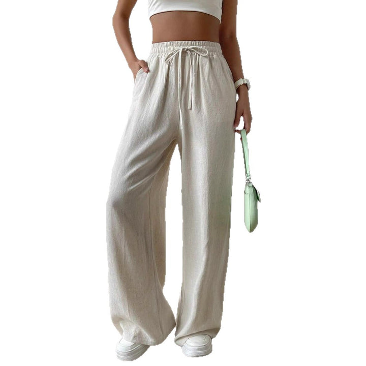 Casual linen pants for women with elastic waist and side pockets Lune London