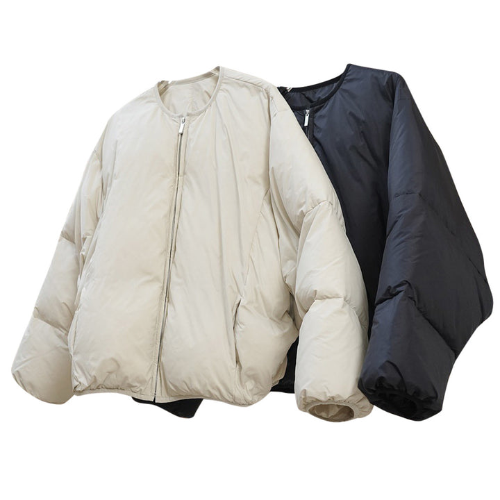 Ladies Short Oversized Padded Jacket with Drawstring Waist and Ribbed Cuff Sleeves Amarae