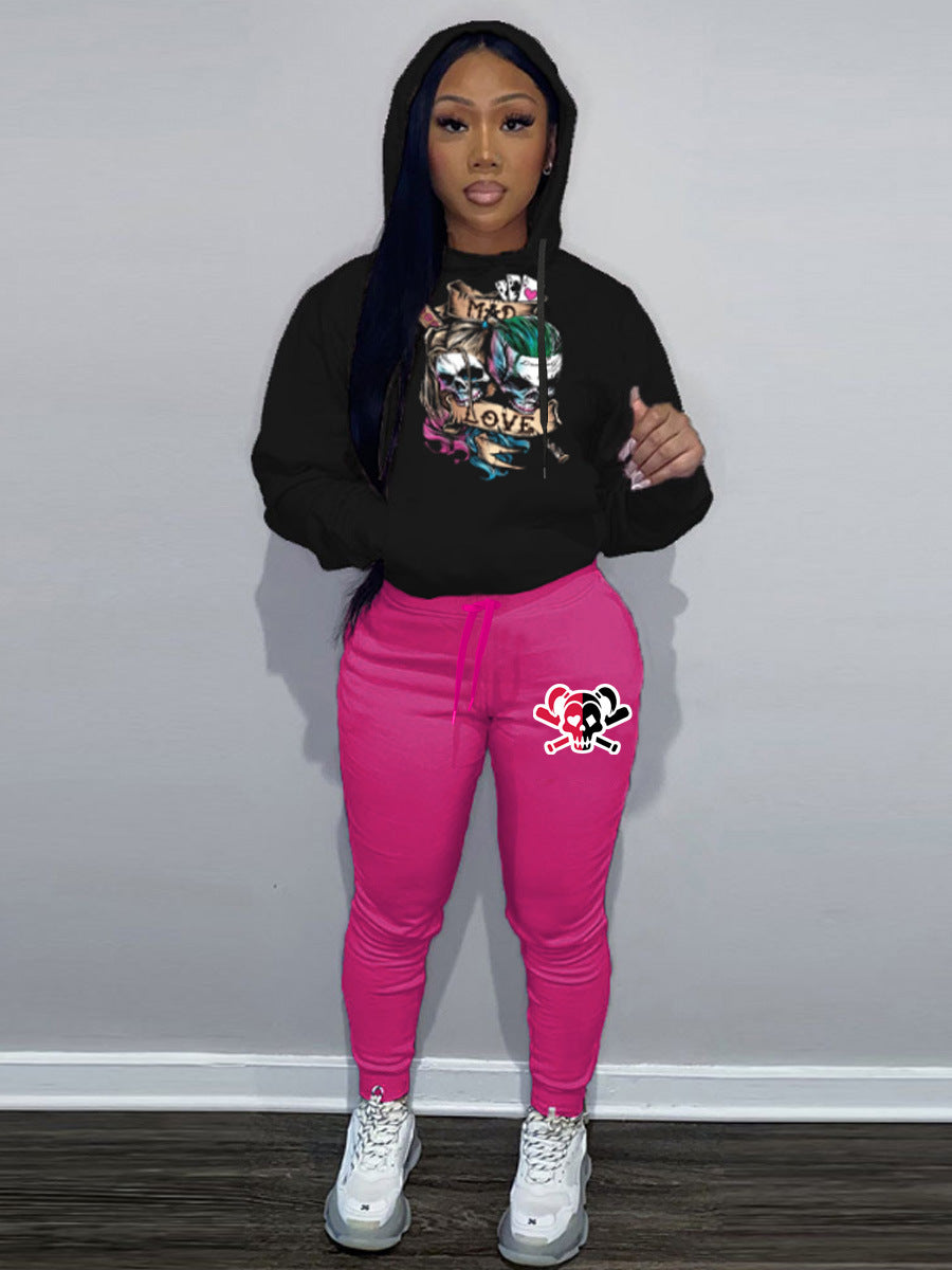 Women's hoodie and jogger set with a unique skull design Lune London