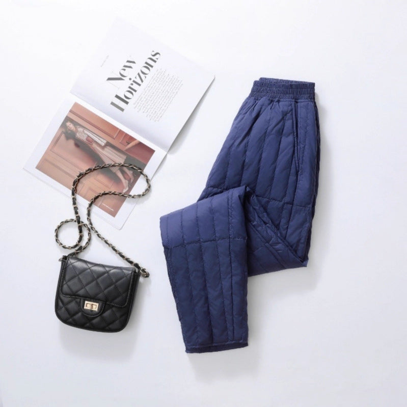 Women's Quilted Thermal Pants with Elastic Waistband and Light Thermal Lining Amarae
