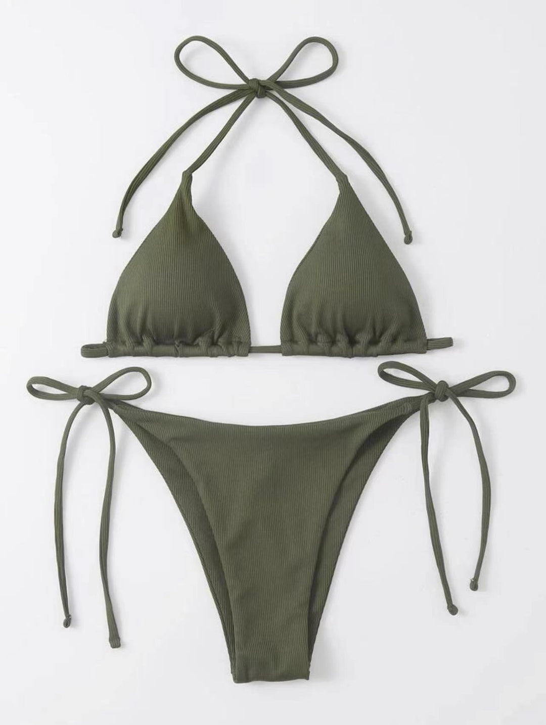 Striped bikini set for women with tie front Lune London
