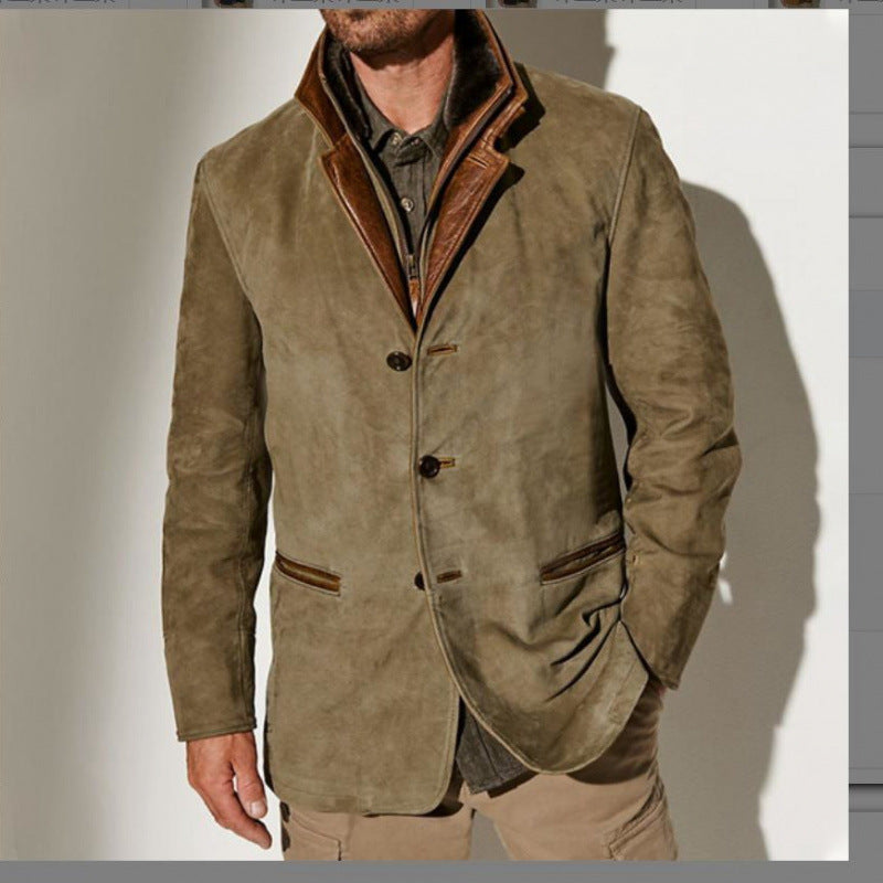 Men's suede blazer with removable leather inner vest Amarae