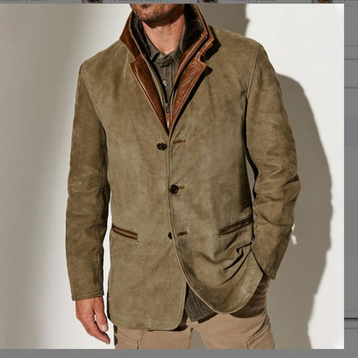 Men's suede blazer with removable leather inner vest Amarae