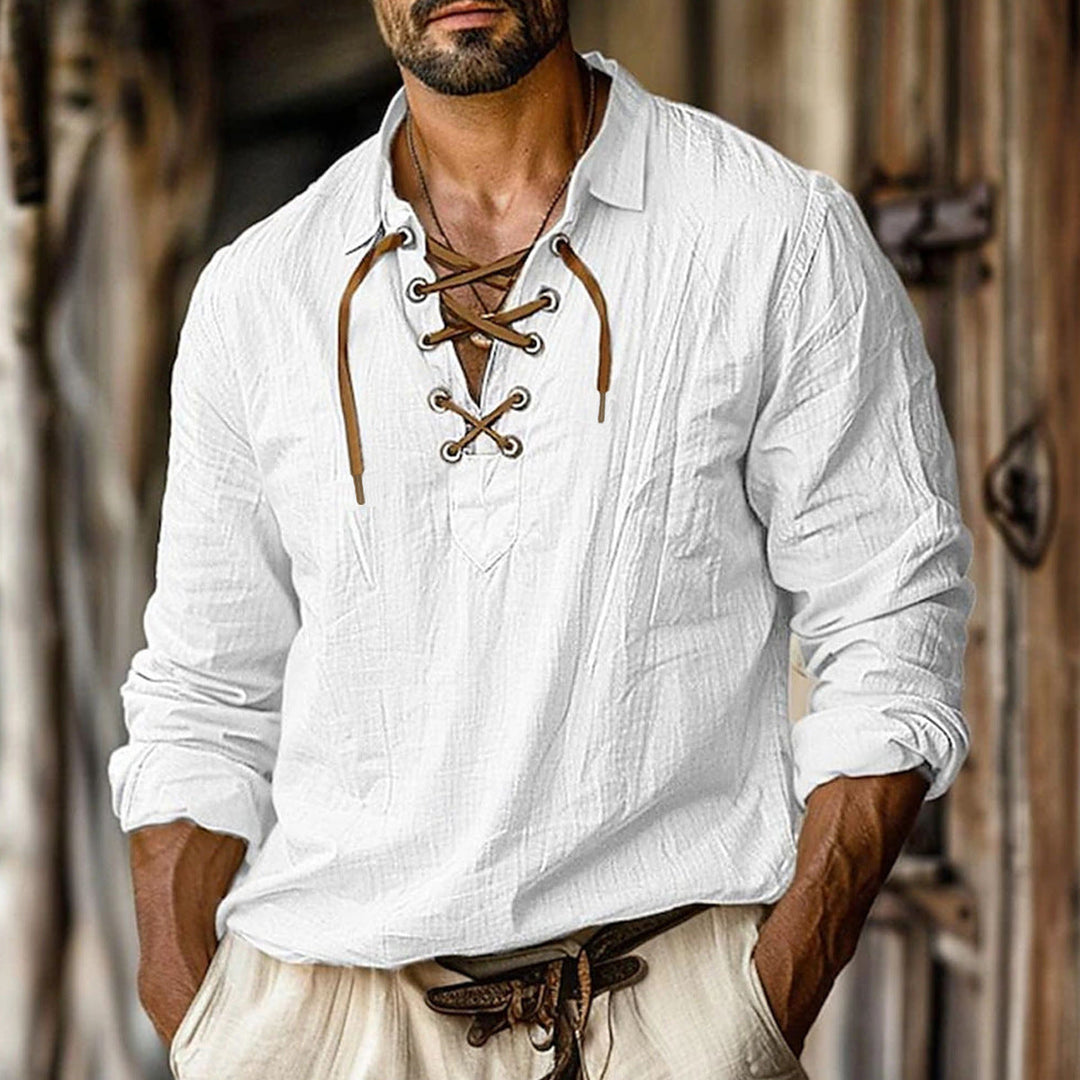 Men's Casual Long-Sleeve Shirt with Elegant Lacing Lune London