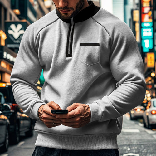 Functional pullover for men with short zip Amarae