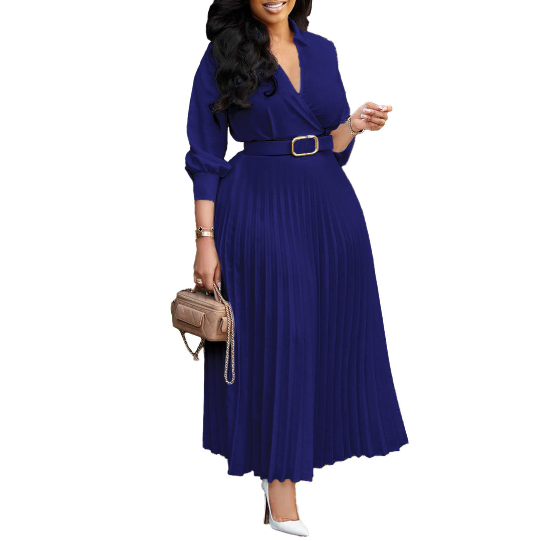 Pleated wrap dress for women with belt and pretty collar Lune London