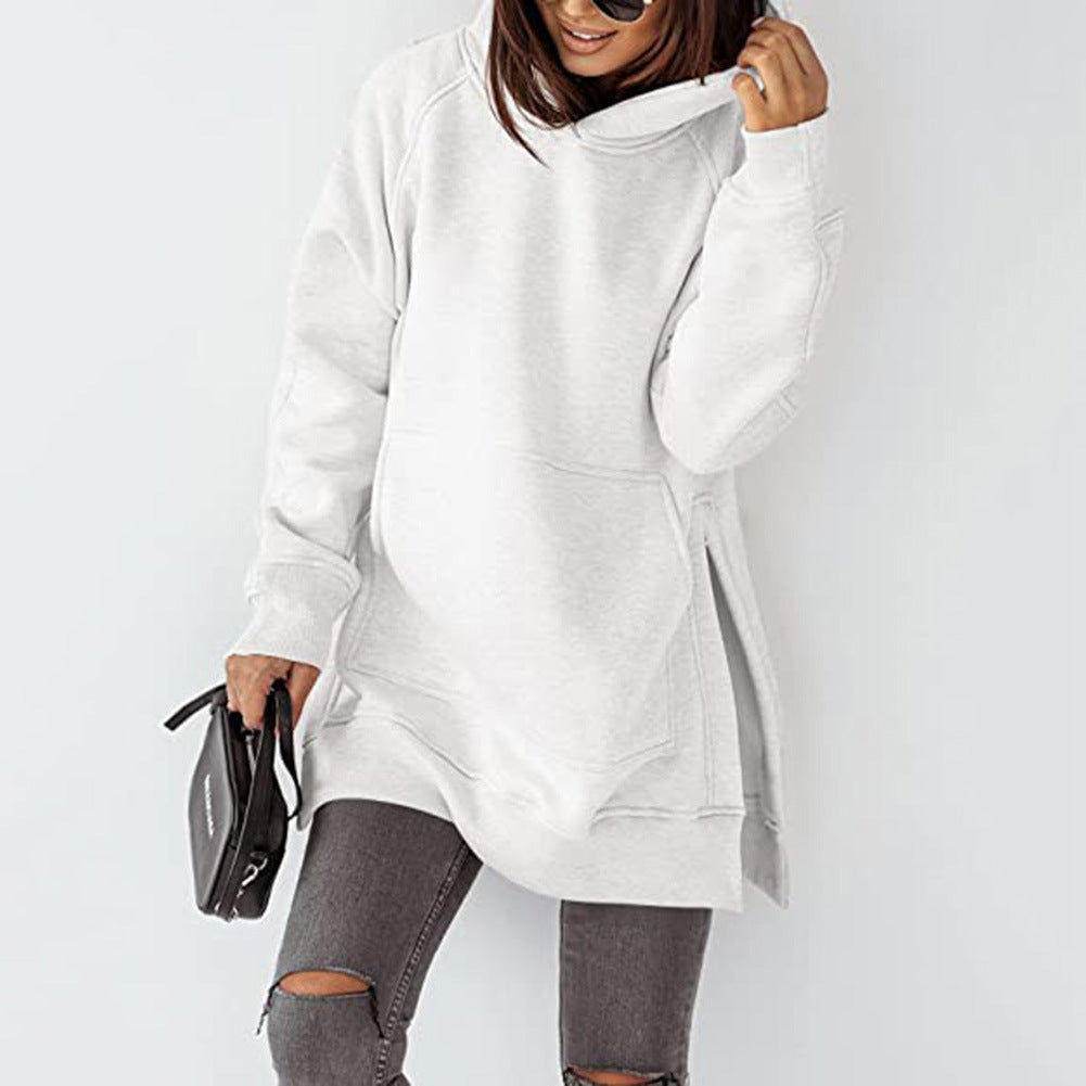 Oversized casual hoodie for women with side slits and kangaroo pocket Lune London